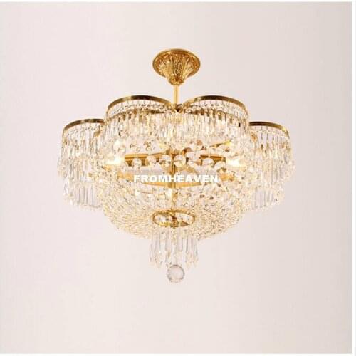 Free Shipping Bronze Hanging Lamp for Foyer Hallway Modern Bronze Crystal Pendant Lighting FIxture D56cm H55cm Home Decoration