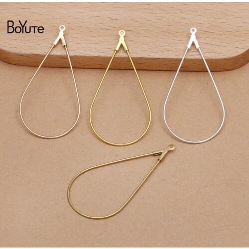 BoYuTe (50 Pieces/Lot) 22*43MM Metal Brass Water Drop Shaped Pendant for Drop Earring Making Diy Handmade Materials