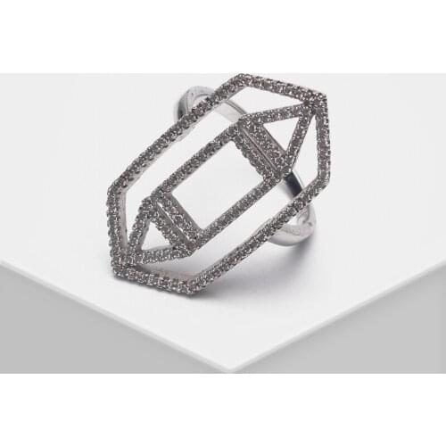 Amorita boutique 925 stylish elegant geometric design of a symmetrical exaggerated ring