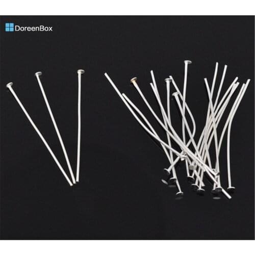 Doreen Box Lovely 400PCs Silver color Head Pins 40x0.7mm(21 gauge) (B00632)