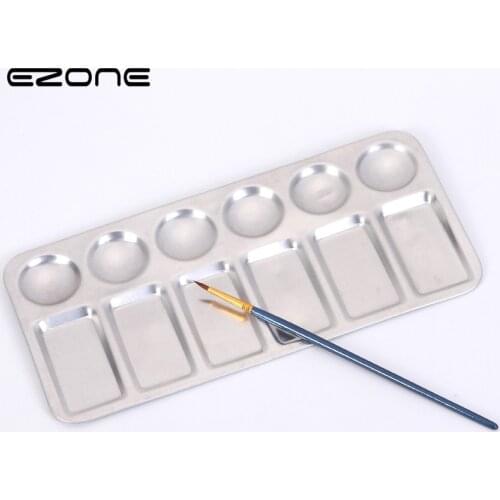 EZONE 1PC 12 Holes Aluminum Palette Rectangular Palette Art Supply Gouache Acrylic Water Color Palette Painting Stationery