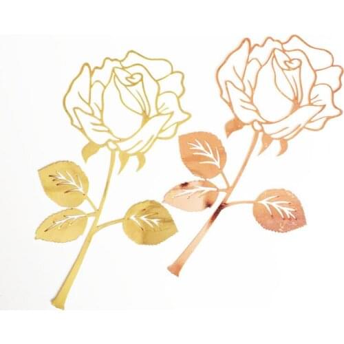 Exquisite Greeting Card Rose Stainless Steel Bookmark or Books Clip Metal Hollow Book Mark Creative Gift DIY Decor Stationery