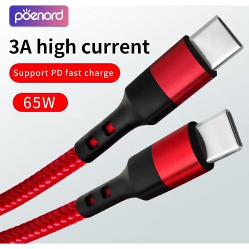 65W USB C to USB Type C for Samsung S20 PD Cable for MacBook iPad Pro Quick Charge 4.0 USB-C Fast USB Charge Cord