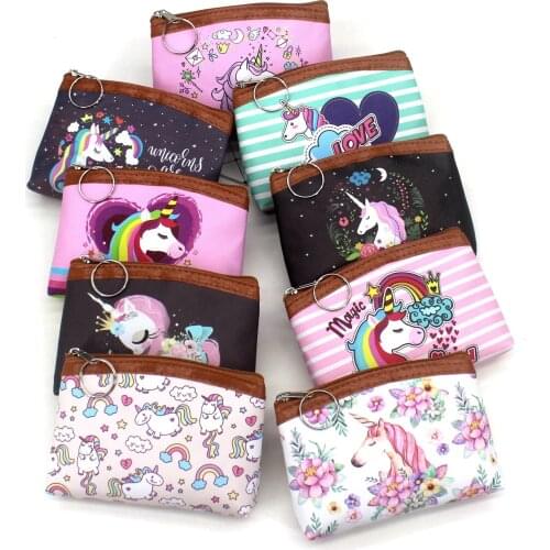 Unicorn coin purses women Cartoon mini wallet cute card holder ladies key money bags girls zero purse Female kids children pouch