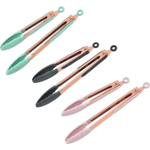 Stainless Steel Silicone Tipped Kitchen Food BBQ Cooking Tongs 11” 14” Barbecue Clamp Grill Tongs Non Stick Cookware Accessories