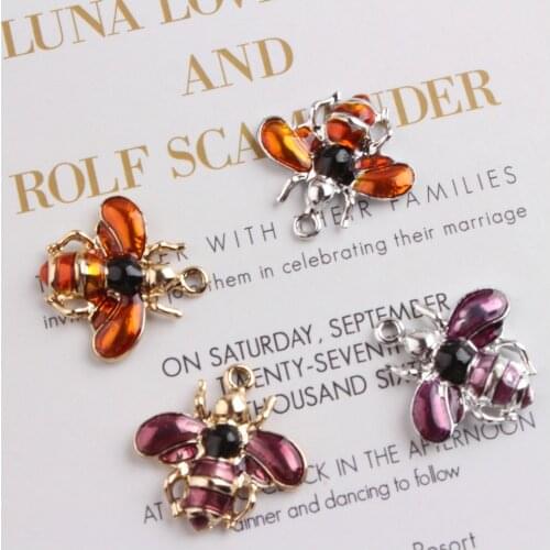Hot High Quality Crystal Big Bee Enamel Charms Gift Alloy Pendant for Bracelet Necklace Jewelry Making Accessories DIY Craft