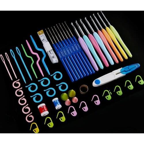 57pcs/set Crochet Needle Hook Kit Stitch Knitting Set Craft Case DIY Knitting Supplies