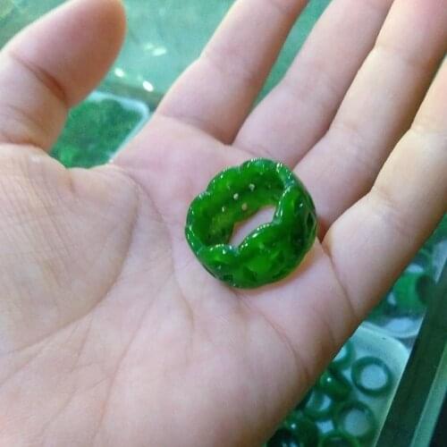 Natural Jasper Phoenix rings hollow carved flower rings female personalized birthday gift