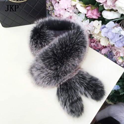 2021 New Fox Fur Collar Scarf With tail Natural real Fox Fur Scarves Shawl Genuine Neck warm fur collar