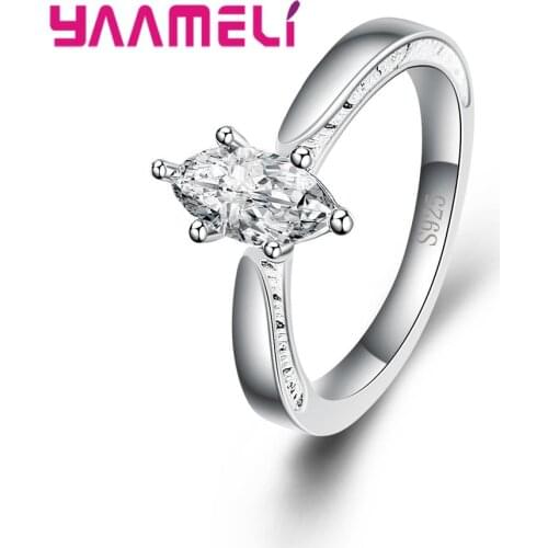 New Arrival Top Quality 925 Sterling Silver Factory Price Clear Cubic Zirconia Stone Women Finger Rings Crystal Jewelry