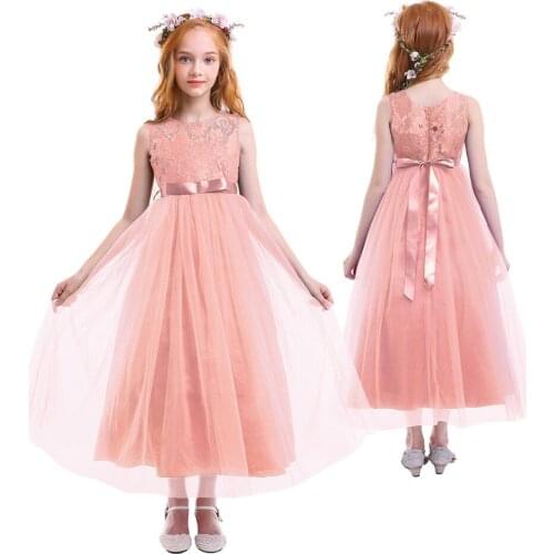 Spring New Girls Dress for Photo Shoot Children Girls Wedding Evening Party Princess Dress Sleeveless Tulle Long Dress for Girls
