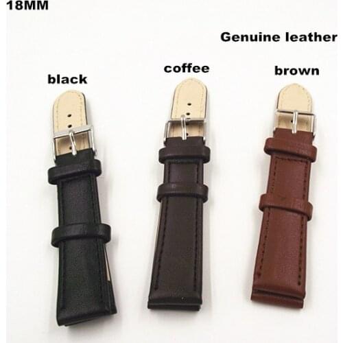 Wholesale 100PCS / lot High quality 18MM watch band Genuine leather Watch strap brown , coffee ,black color 3 color available