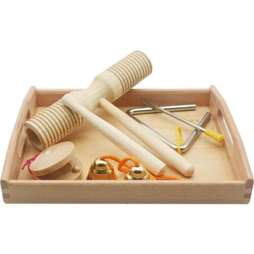 Percussion Instruments Hand Bells Castanet Baby Learning Teaching Toys Set