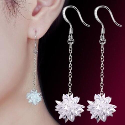Popular Earrings Long Paragraph High Quality Zircon Floral Ornaments Bridesmaid Gift Exaggerated Sweet Drop Earrings Summer