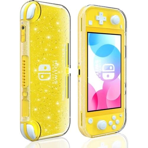 Clear Shiny Glitter Crystal TPU Console Back Cover Soft Shock-Absorption Shell Case With Cooling Holes For Nintendo Switch Lite