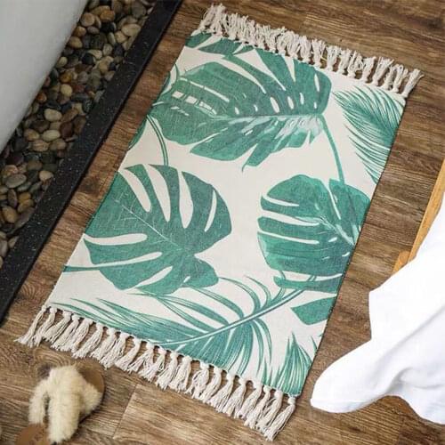 National Style Cotton Hemp Retro Rugs Carpets for Home Living Room Soft Tassel Home Carpets Table Runner Door Mat Home Decor