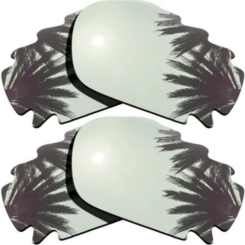 Silver+Silver Mirrored Coating) 2-Pairs Polarized Replacement Lenses for Jawbone Vented/Racing Jacket 100% UVA & UVB Protection