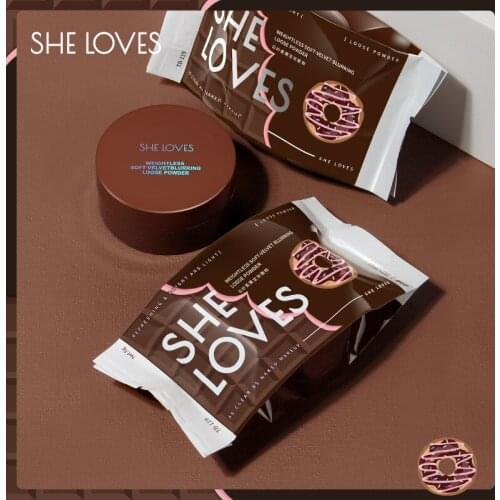 SHELOVES Chocolate Pressed Loose Powder Lasting Facial Face Makeup Oil-Controlling Transparent Setting Waterproof Cosmetic TSLM1