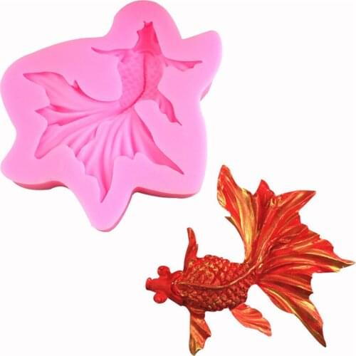 3D Koi Carp Shaped Silicone Fondant Cake Decorating Mold Epoxy Resin Glue Chocolates Molds Baking Tools Kitchen Accessories