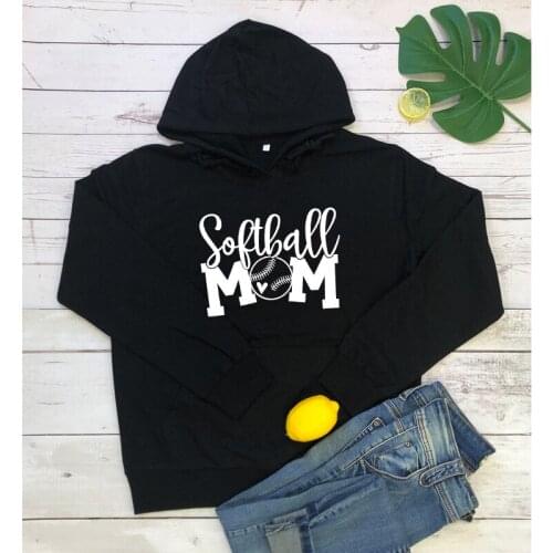 Softball Mom Hoodies Cute Women Game Day Gift Pullovers Funny Long Sleeve Graphic Jumper Mom Life Hooded Sweatshirts Drop Ship