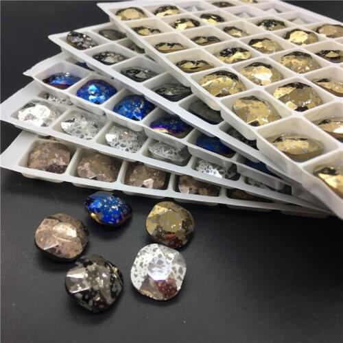 TopStone New Crystal Patina 12mm Classicial Fat Square Fancy Stone Glass Crystal Beads Quality Jewelry Making
