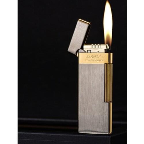 Ultra-thin Color Separation Standard Grinding Wheel Side Open Flame 6mm Brass Inflatable Lighter Men Gift Smoking Accessories