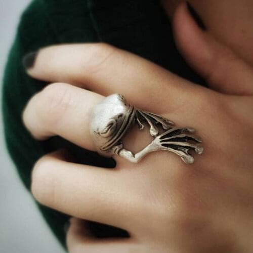 Vintage Frog Rings For Women Men Animal Open Cuff Ring Blank Luxury Ring Silver Plated Gothic Jewelry Anillos Bague Femme BFF