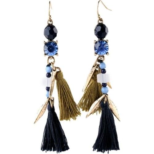 Vintage Jewelry Women Earings Long Women Crystal Earring Dangle 2017 Geometric Statement Earrings Tassel Bohemia