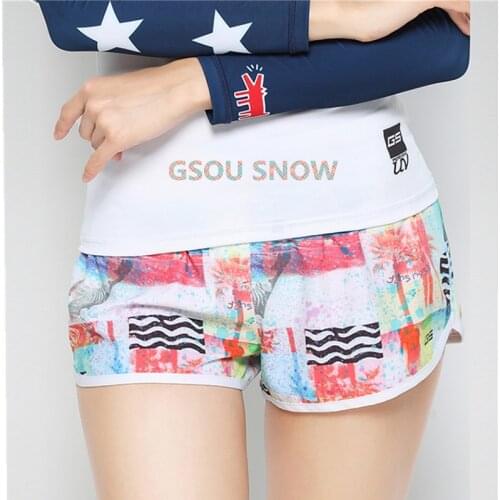 GSOU Snow 2020 New style high quality Summer Womens Beach Shorts Swimwear Colorful Printed Shorts Lace Diving Surfing Shorts