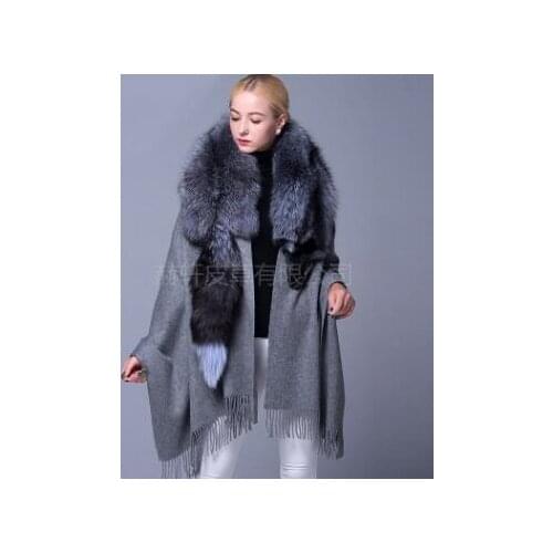 Winter new Luxury Amazing genuine fur Ponchos and Capes real Lamb Cashmere Shawl Wrap Pashmina For Ladies