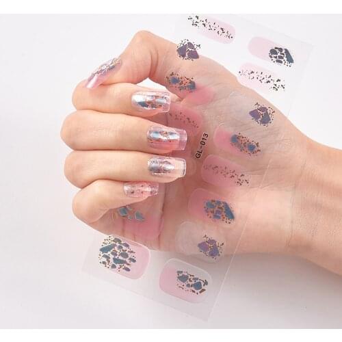 16 Tips/Sheet Lucency Solid And Patterned Nails Creative Designer Nail Decals Nails Art Decoration Nailart Nail Tape Adesivos