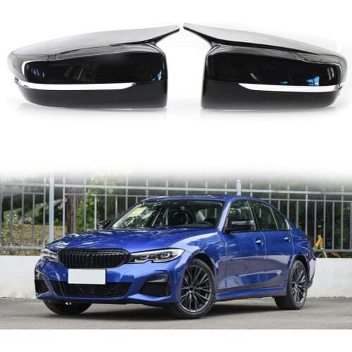 2Pcs Mirror Cover Waterproof Replacement Carbon Fiber 51167422720 51167422719 Black Mirror Cap for BMW 3 Series G20/20