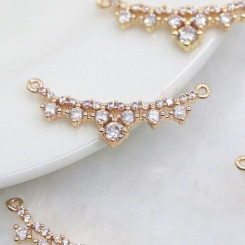 2021 New True Gold Plated Copper Zircon 31MM Two Holes Flower Necklace Pendants DIY Earring Charms Jewelry Making Accessory