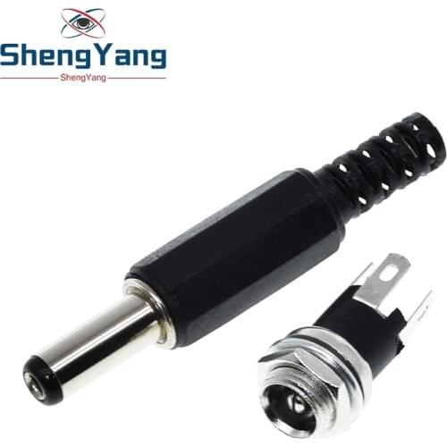 5.5mm x 2.1mm 5.5x2.1 DC Power Supply Plug Connector + Female Metal Panel Mount Socket Jack Plug DC Connectors Terminal Adapte