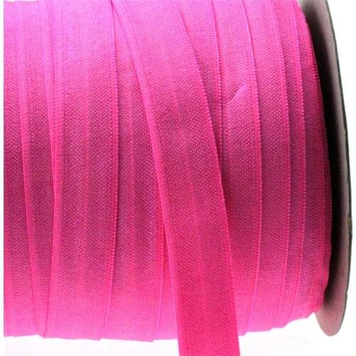 5/8"16mm solid color matt fold over elastic ribbon hot pink foe hair tie headwear sewing elastic band decoration crafts 50yards