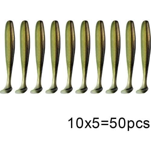 50Pcs/Lot Soft Lure Shad Wobbler Silicone Bait Sea Worm Swimbait Tackle Streamer Silicone Lure Spinnerbait Accessories 70MM 50MM