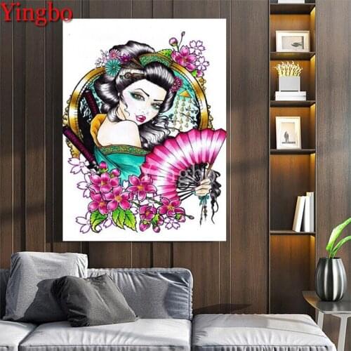 5D Diamond Mosaic Japanese woman Geisha DIY Full Diamond Embroidery Diamond Painting Cross Stitch Rhinestone Painting