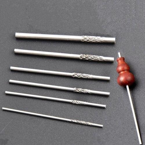 6 pcs/set 50mm Length Buddha beads polishing axis fixed needle Wood bead machine tools 1.2-3.0MM