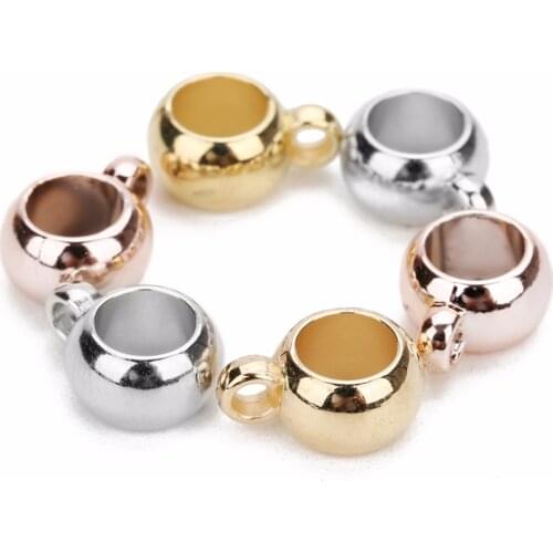 LOULEUR 100pcs/lot 8 10 mm CCB Spacer Beads With Hole Gold/Rhodium Color Big Hole Loose Beads For DIY Jewelry Making (not metal)