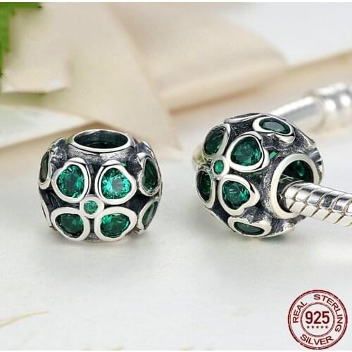 925 sterling silver original woman jewelry beads four leaf clover charms fit Europe bracelet silver jewelry making for women DIY