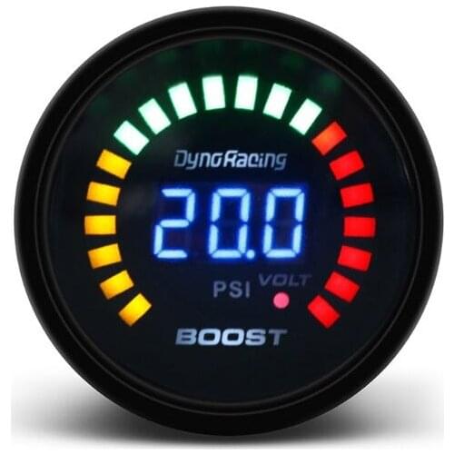 2'' 52mm Turbo Boost Gauge Digital Analog 12V Pressure Meter 15-45 Psi w/ Sensor