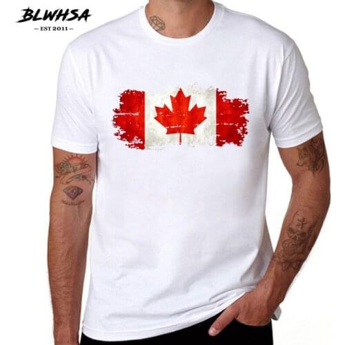 BLWHSA Canada Flag Printing T shirt Men Fashion Short Sleeve Cotton Summer T-shirts Casual Canada Flag Funny Tops Tees