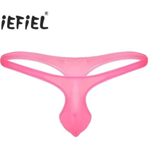 IEFiEL New Arrival 3 Colors Sexy Men Lingerie Low Rise Breathable Bulge Pouch Bikini G-string T-back Thong Underwear Panties