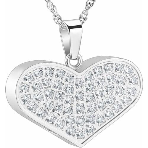 K11329 Always in My Heart Urn Necklace for Ashes Crystal Pendant Stainless Steel Keepsake Memorial Cremation Jewelry for Women
