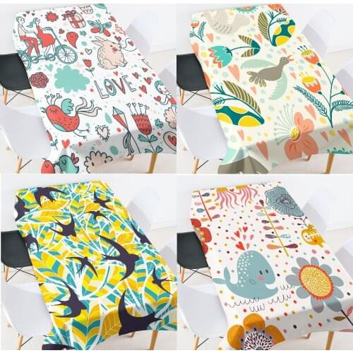 Cartoon flowers and leaves coffee table for living room room decoration aesthetic wedding table cloth dining table cloth table