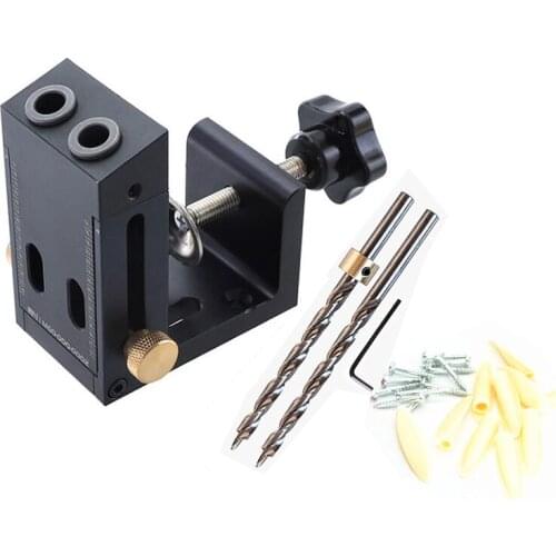 Oblique Pocket Hole Jig Locator Kit w/ Gripper 9mm Drill Bit Doweling Jig Hole Puncher For Angle Drill Guide Woodworking DIY