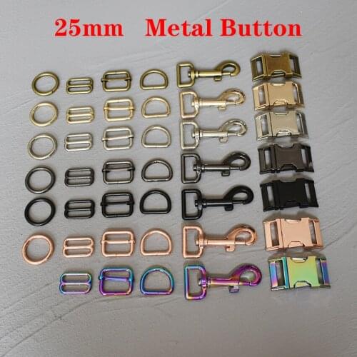 25mm 20 Pieces Metal Slider Adjustable Buckle D Ring ORing Snap Hook Handbag Strap For Bag of 7 different colors DIY Accessories