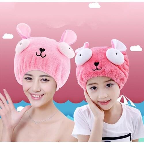 Cute bath towel cartoon rabbit hair dry cap super absorbent super soft embroidered towel children towel parent-child wear female