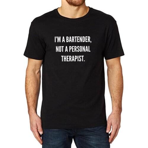 Lyprerazy Mens I'm a Bartender Not Therapist - Funny Bartending Gift Drinking Pub Bar Letter Print T-shirt
