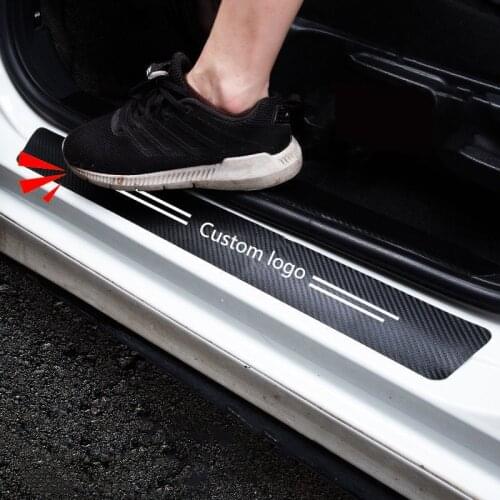 4pc Car Sticker Door Carbon Leather Fiber Sill Plate Accessories Car Door Crash Strip